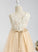Scalloped Sleeveless Lace/Bow(s) Dress Flower With A-Line Tulle Eva Flower Girl Dresses - Neck Girl Tea-length