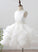 Girl Dress Aimee - Sleeveless Court Organza/Satin With Scoop Flower Girl Dresses Neck Train Ball-Gown/Princess Ruffles/Beading/Appliques Flower