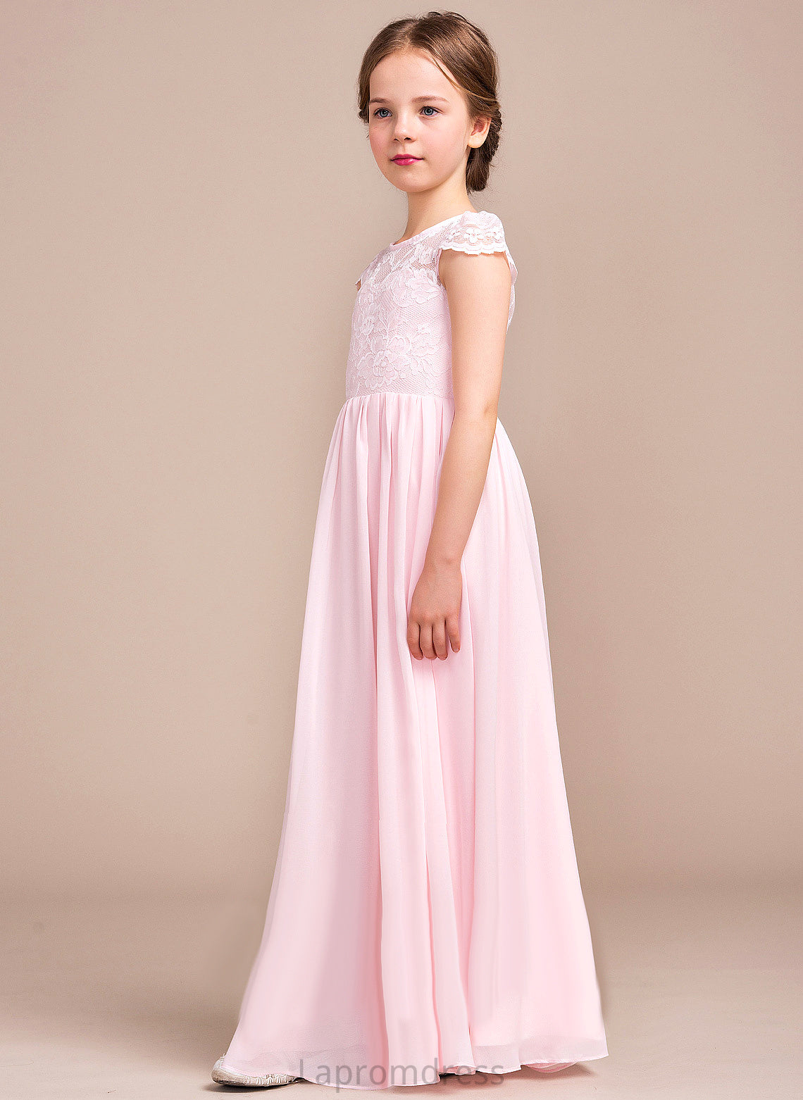 - Sleeveless Neck Dress Flower Girl Dresses A-Line/Princess Karen Girl Flower Floor-length Scoop Chiffon/Lace