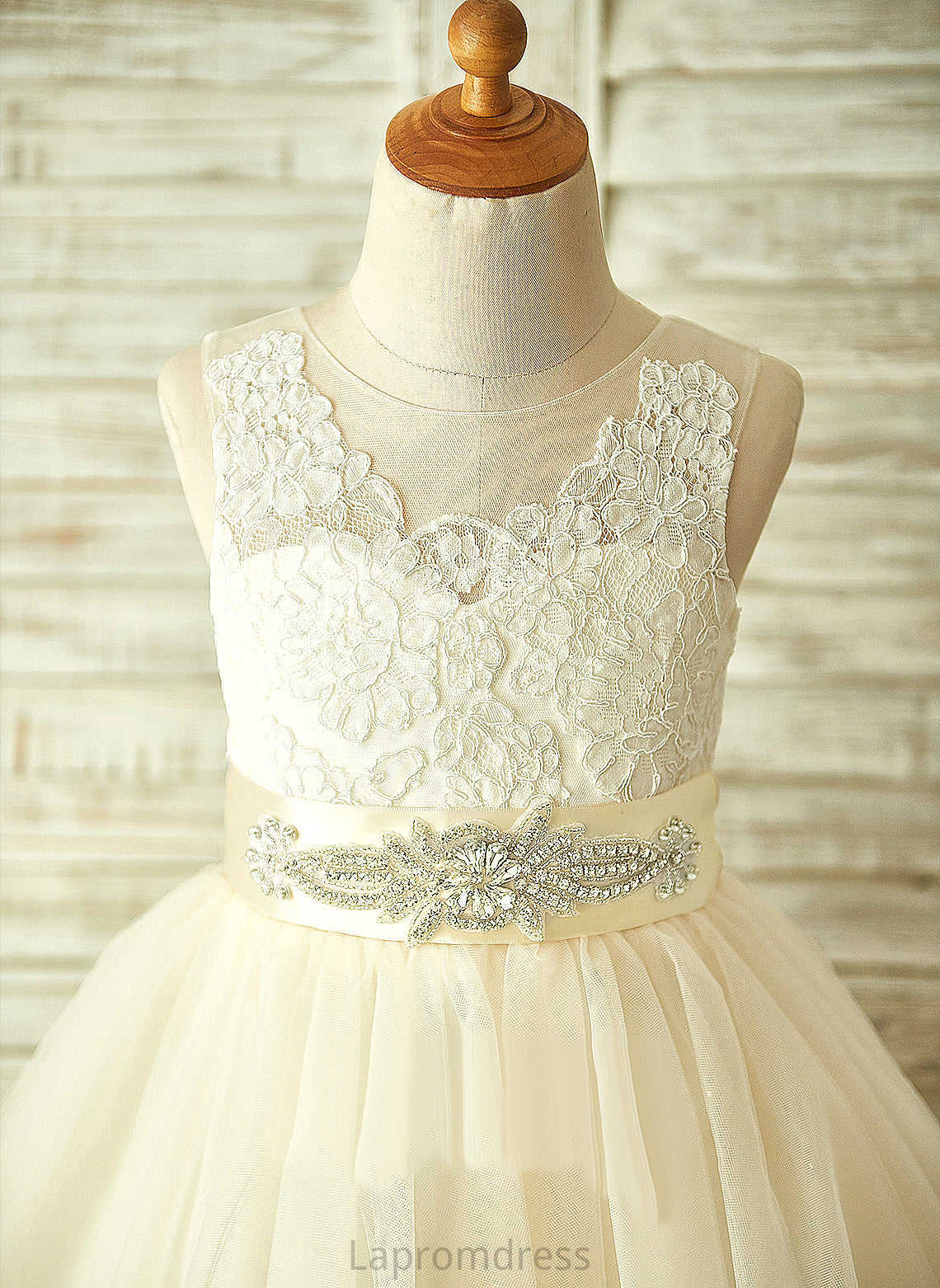 Tulle/Lace Neck A-Line Ariana With Knee-length - Bow(s) Flower Sleeveless Dress Flower Girl Dresses Scoop Girl