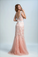 2023 Bicolor Prom Dresses Bateau Mermaid Low Back Sweep/Brush Train Tulle With Ivory Applique