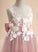 Dress Floor-length A-Line Flower Sleeveless - Tulle Lace/Bow(s) Leyla With V-neck Girl Flower Girl Dresses