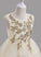 Neck Dress Girl Back A-Line Flower Girl Dresses Tea-length With - Tulle/Lace Beading/V Flower Mercedes Sleeveless Scoop