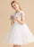 Flower Girl Dresses A-Line/Princess Sleeveless Knee-length Girl Flower Dress Back Neck Gia Satin/Tulle/Lace Scoop - Hole With