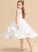 Dress A-Line Julia Beading Tea-length Flower Sleeveless Straps Flower Girl Dresses With - Satin/Tulle Girl