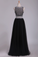 2023 Two Pieces Prom Dress Bateau A Line Tulle With Beading Floor Length