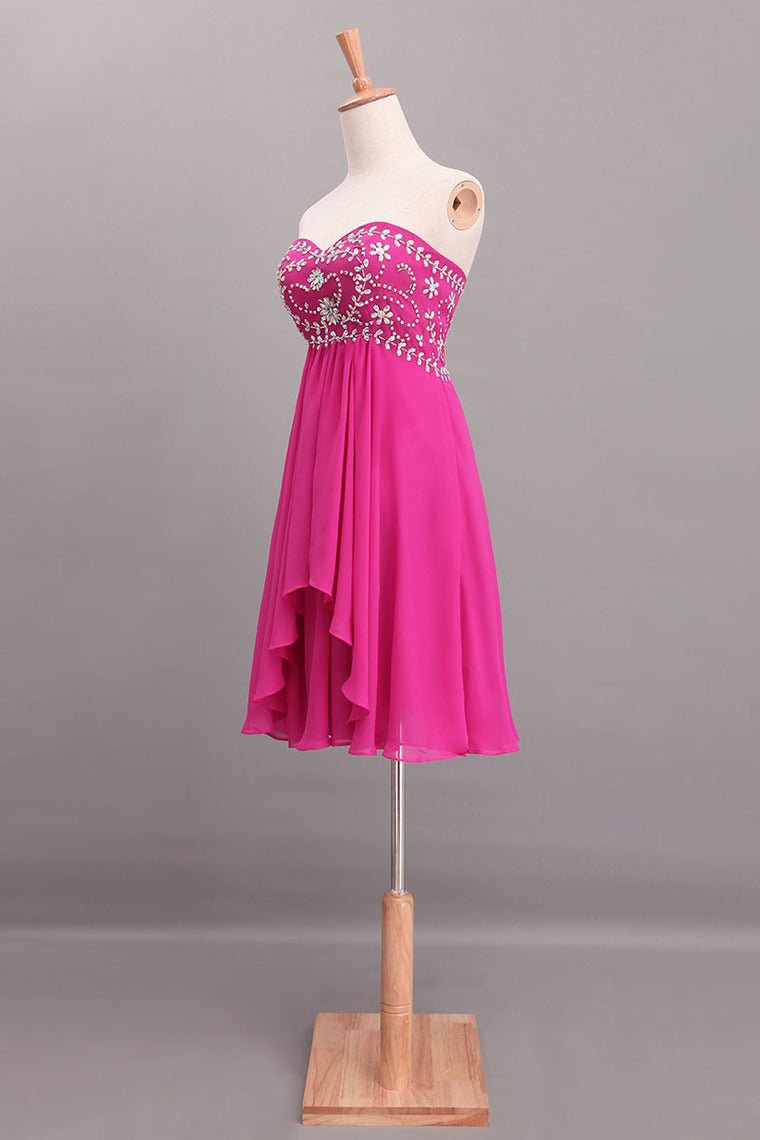 2023 Splendid A Line Short/Mini Homecoming Dresses Beaded Bodice With Layered Chiffon Skirt