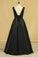 2023 Evening Dress Concise A-Line Floor Length Lace-Up Satin Black Plus Size