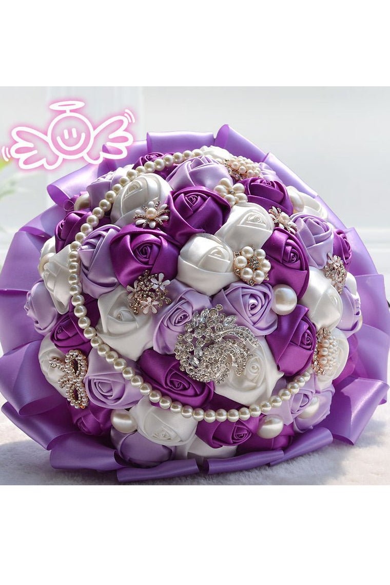 Elegant Round Satin Bridal Bouquets