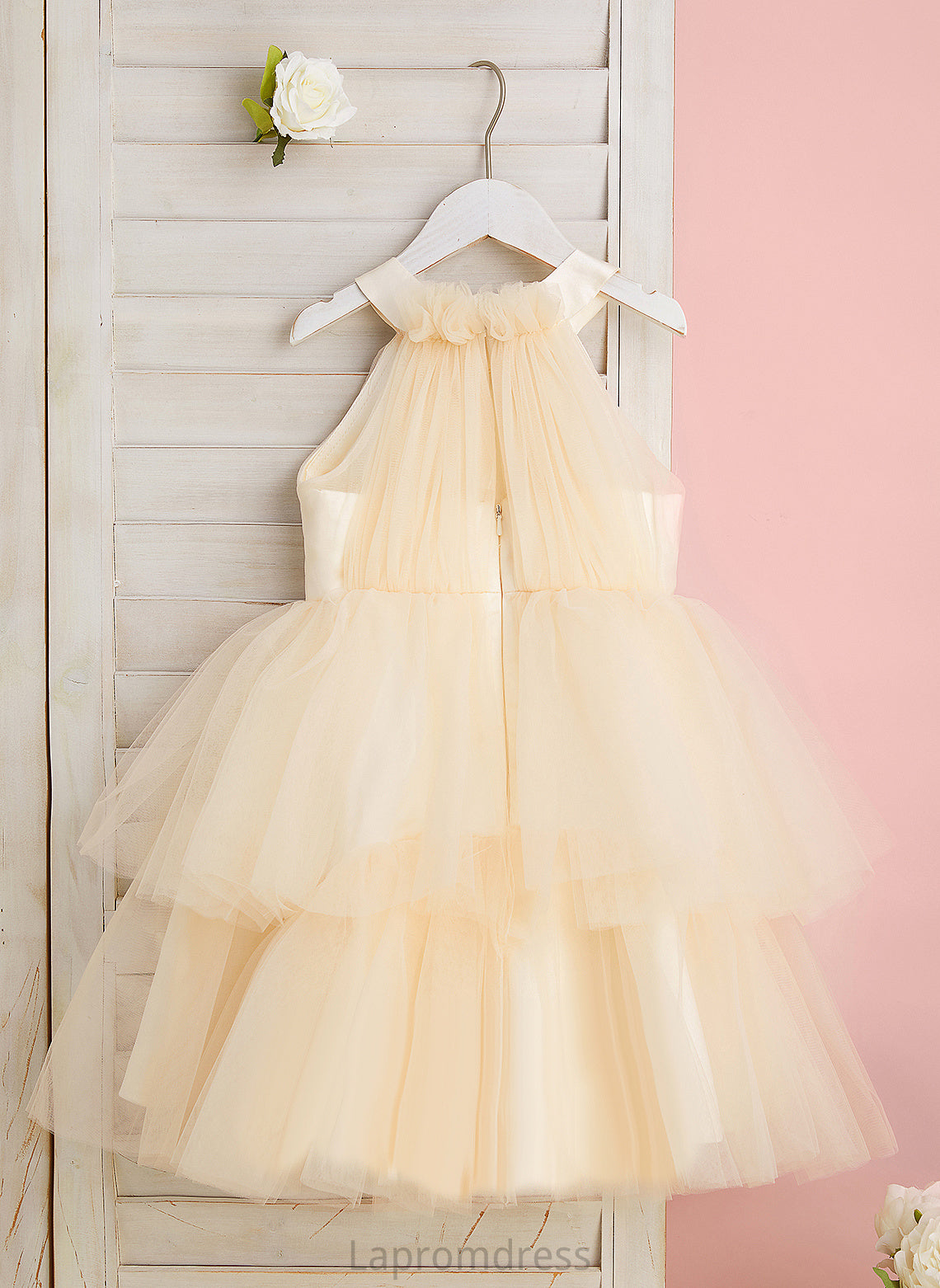 Rhinestone Flower Sleeveless Ball-Gown/Princess Natasha Tulle With Flower Girl Dresses Girl Knee-length Neck - High Dress