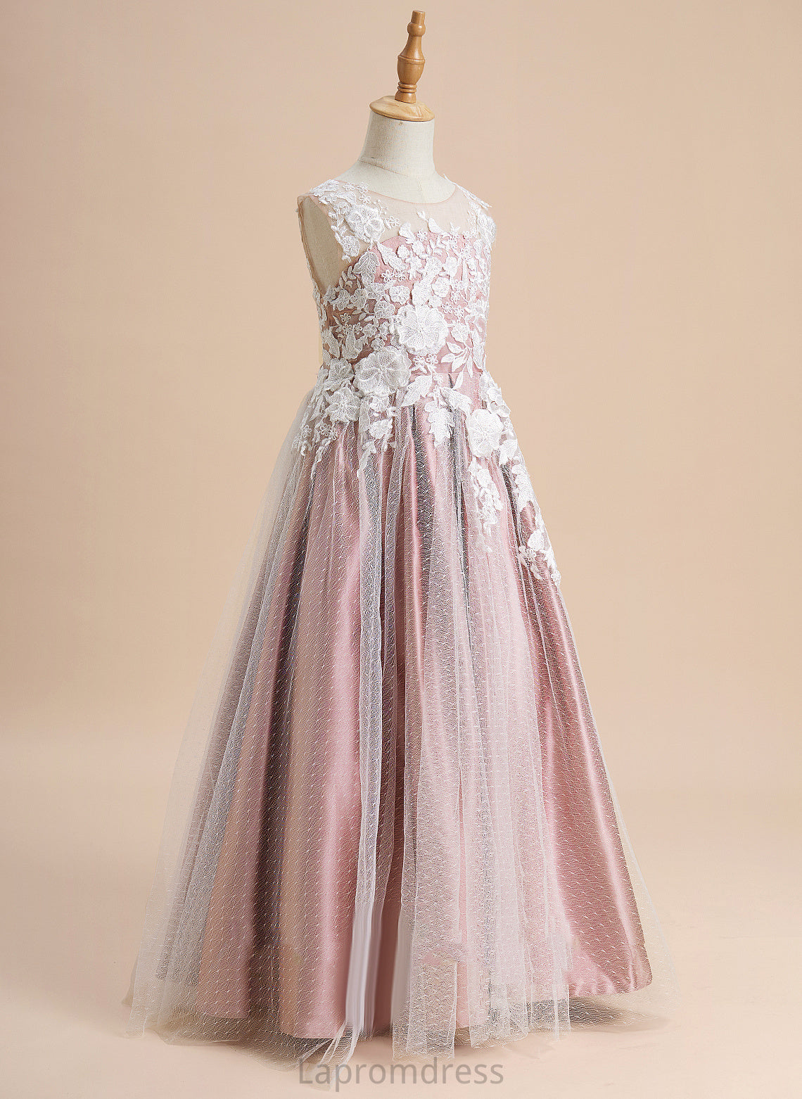 A-Line Tulle Floor-length Sleeveless Lace Dress Tatum Flower Scoop Girl Neck With Flower Girl Dresses -