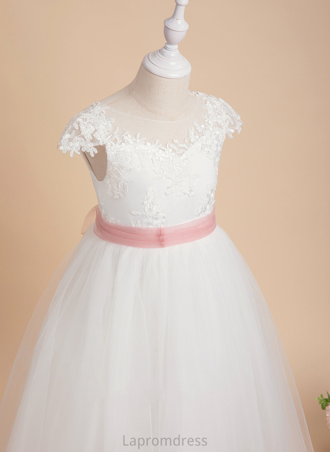Flower Girl Dresses Floor-length Flower Lace Dress - Sleeveless Girl Neck Marian Ball-Gown/Princess Scoop Lace/Sash With