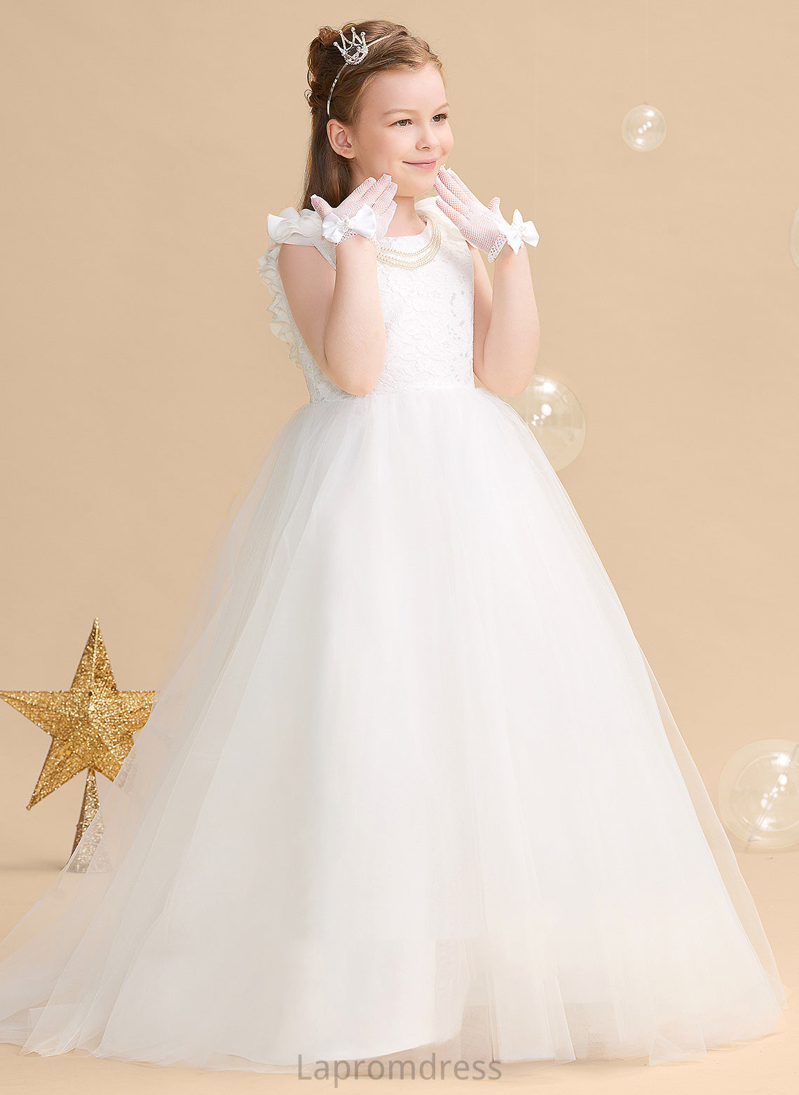 Girl Train Flower(s) Dress Neck Sleeveless Isabell Tulle/Lace Sweep Ball-Gown/Princess - Flower Girl Dresses With Scoop Flower