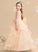 Scalloped Daniella Girl Dress Lace/Flower(s)/Bow(s)/V Ball-Gown/Princess Tulle Flower Flower Girl Dresses Sleeveless - Back Neck With Floor-length