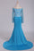 2023 Long Sleeves Mermaid Prom Dresses With Applique Sweep Train Spandex