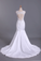 2023 Hot Wedding Dresses Mermaid V-Neck Court Train Satin With Applique Open Back