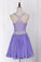 2023 Delicate Short/Mini Halter A Line/Princess Homecoming Dresses Lace&Chiffon Beaded Bodice