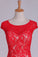 2023 Lace Bateau Homecoming Dress A Line Red Short/Mini