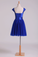 2023 Homecoming Dresses Off The Shoulder Dark Royal Blue A Line Tulle With Ruffles