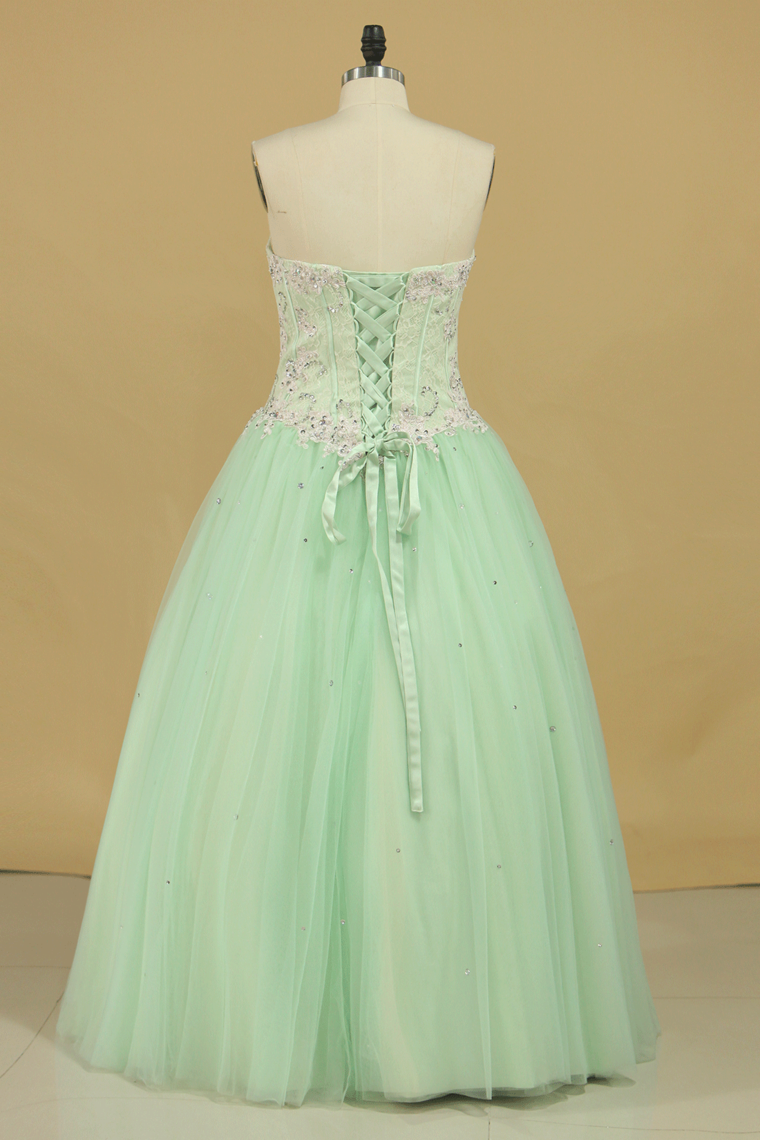 2023 Quinceanera Dresses Sweetheart Ball Gown Tulle With Applique Floor Length