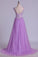 2023 V Neck A Line/Princess Prom Dress Tulle With Applique & Beads