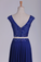 2023 Two Pieces Scoop With Beading Prom Dresses A Line Floor Length Dark Royal Blue