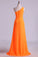 2023 One Shouder Column Evening Dresses Chiffon With Beads With Ruffles