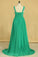 2023 V Neck A Line Plus Size Prom Dresses Chiffon Sweep Train With Ruffles & Beads