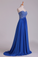 2023 New Arrival Dark Royal Blue Sweetheart Prom Dresses A Line With Beaded Bodice Chiffon