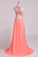 2023 Halter Prom Dresses A Line Chiffon & Tulle Sweep Train With Beading