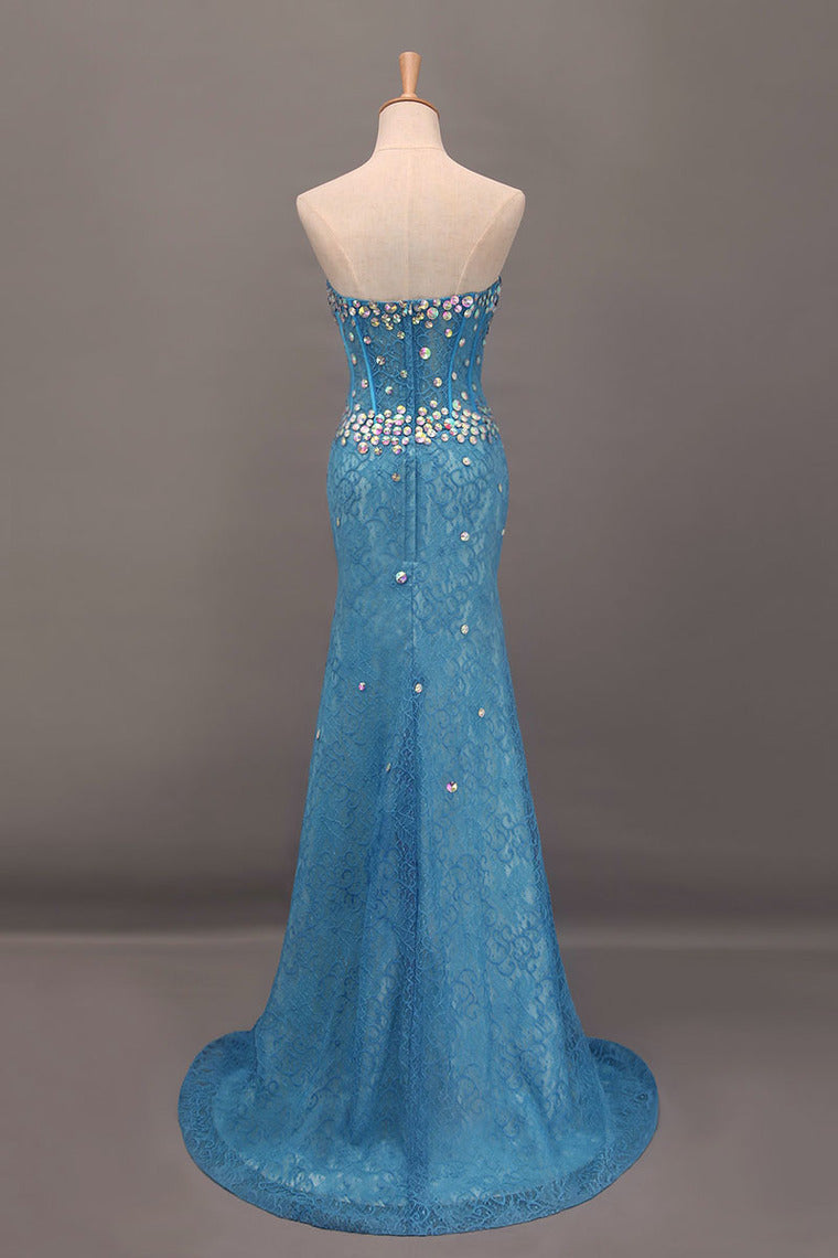 2023 Sweetheart Sheath/Column Prom Dress Lace With Rhinestone