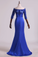 2023 Evening Dresses Bateau Mermaid Satin With Applique And Beads
