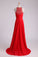 2023 Scoop A-Line/Princess Prom Dresses With Beads And Ruffles Chiffon