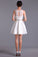 2023 Homecoming Dresses Scoop A Line Satin&Lace