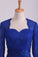 2023 Mother Of The Bride Dresses Long Sleeves Chiffon With Applique Open Back Dark Royal Blue