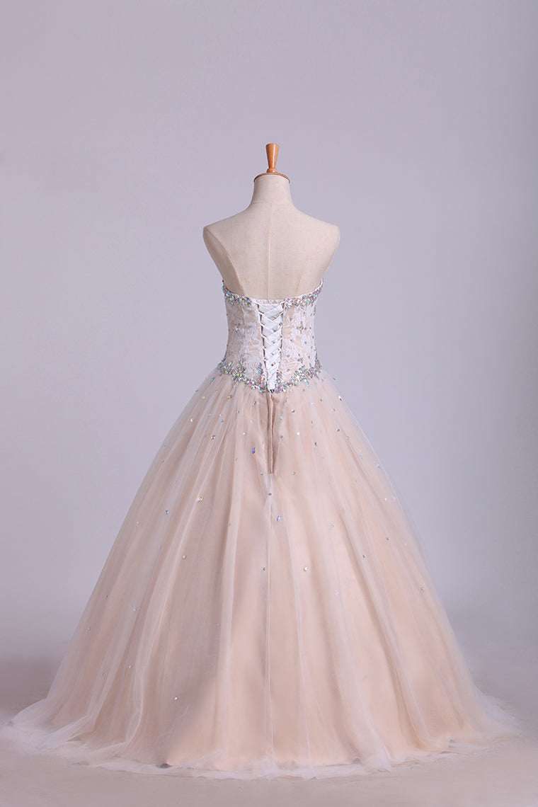 2023 Quinceanera Dresses Sweetheart Beaded Neckline And Waistline Ball Gown Floor-Length
