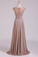 2023 Bateau A-Line Prom Dresses Chiffon Floor-Length With Beads And Applique