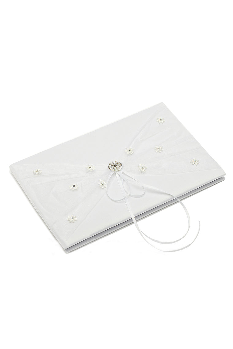 Chic Ribbons/Rhinestones/Bow/Flower Guestbook & Pen Set