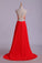 2023 Splendid Sweetheart Prom Dresses A Line Chiffon With Beads Open Back