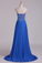 2023 New Arrival Dark Royal Blue Sweetheart Prom Dresses A Line With Beaded Bodice Chiffon
