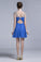 2023 Homecoming Dresses Short/Mini Rulffled&Beaded Chiffon Dark Royal Blue