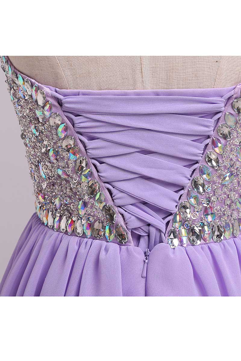 2023 Homecoming Dresses A Line Short/Mini Sweetheart Chiffon With Beads Color Lilac